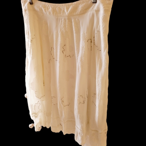Soft Surroundings Lace Trimmed Flowy Summer Skirt White Size Large Petite - Picture 2 of 7